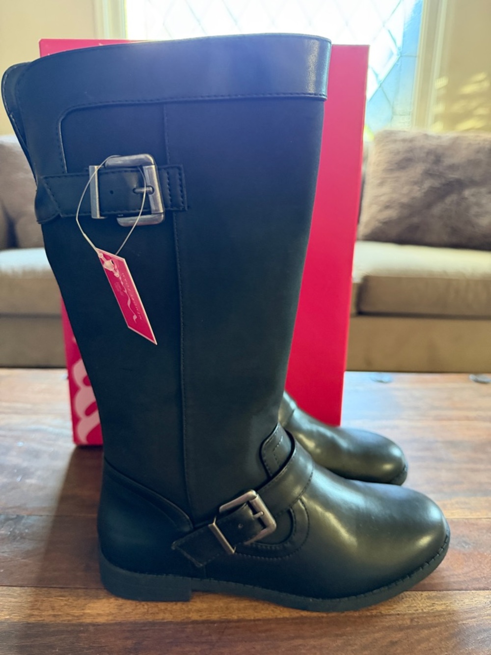 Nina Tanjela Black Mid-Calf Buckle Boots NWTโ
